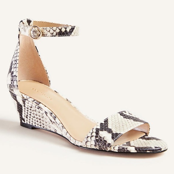 Ann Taylor Giuliana Snake Print Genuine Leather Wedge Sandals ankle strap size 9 - Picture 1 of 10